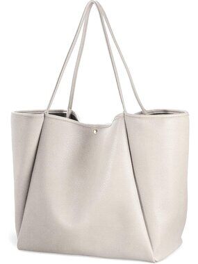 Women's Ivory Pu Leather Lightweight Magnetic Snap Closure Tote Handbag
